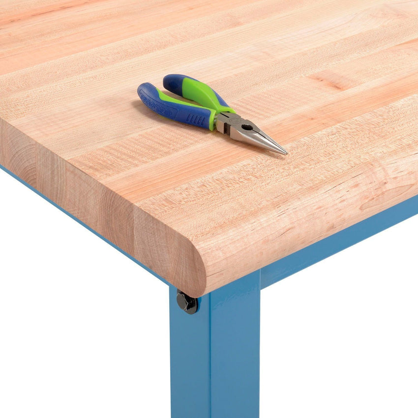 Global Industrial 48"W x 30"D Adjustable Height Workbench Square Tube Leg - Maple Safety Edge Blue (GLB - 607004BL) - SchoolOutlet