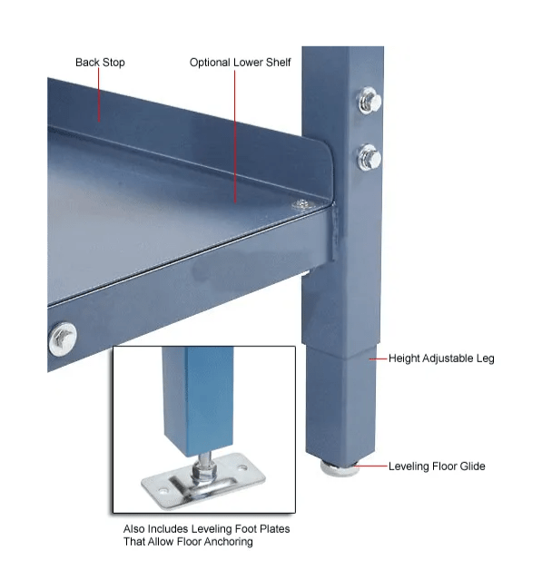 Global Industrial 60"W x 30"D Adjustable Height Workbench Square Tube Leg - Maple Safety Edge Blue (GLB - 607006BL) - SchoolOutlet