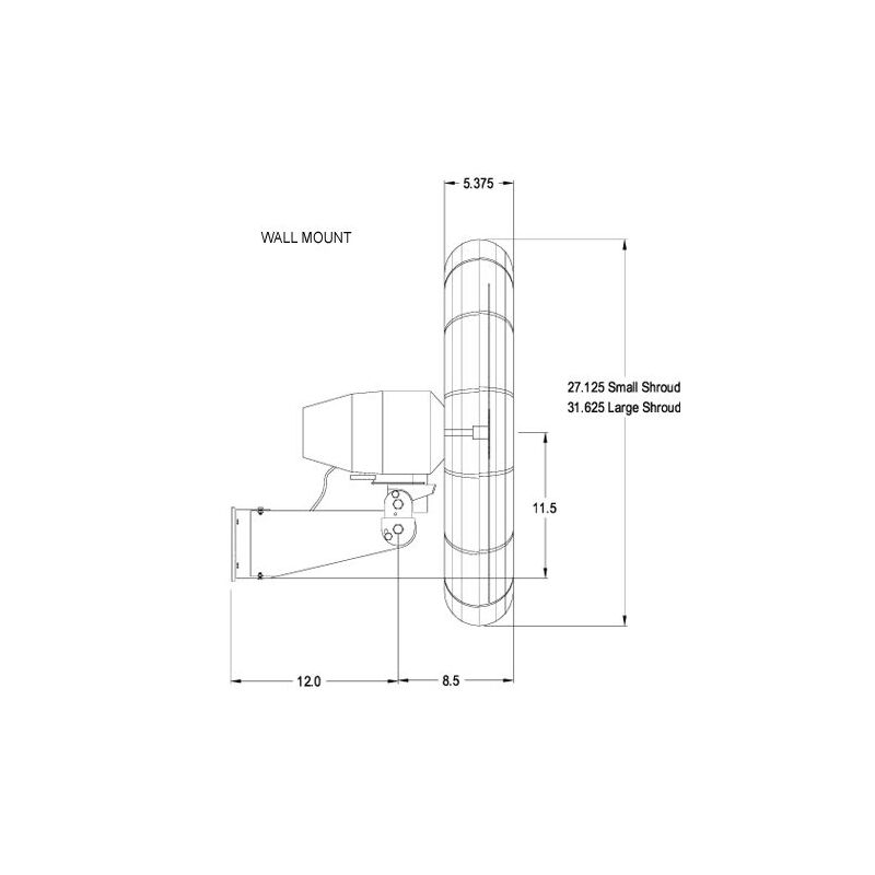Global Industrial 24" Oscillating Wall Mount Fan, 3 Speed, 7525 CFM, 1/4 HP, 1 Phase (GLB - 607050) - SchoolOutlet