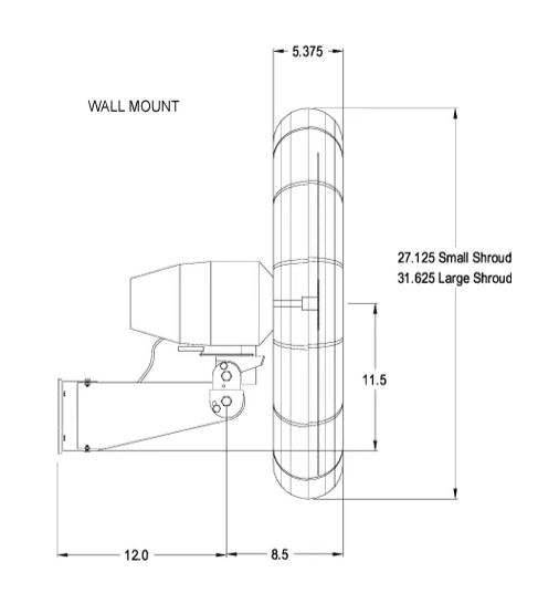 Global Industrial 30" Oscillating Wall Mount Fan, 3 Speed, 8775 CFM, 1/3 HP, 1 Phase (GLB - 607051) - SchoolOutlet