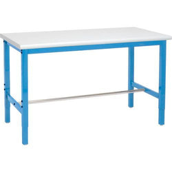 Global Industrial 48 x 30 Adjustable Height Workbench Square Tube Leg - ESD Safety Edge - Blue (GLB-607263BL)