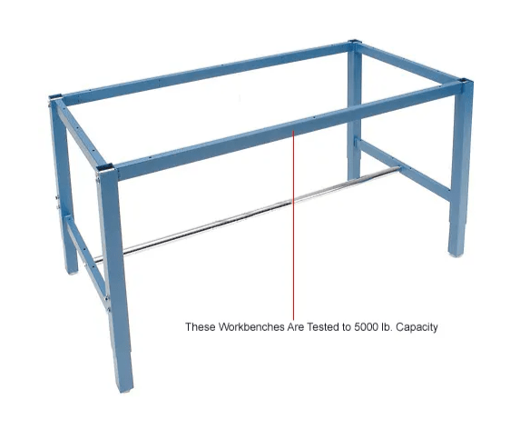 Global Industrial 60"W x 30"D Adjustable Height Workbench Square Tube Leg - ESD Safety Edge - Blue (GLB - 607265BL) - SchoolOutlet