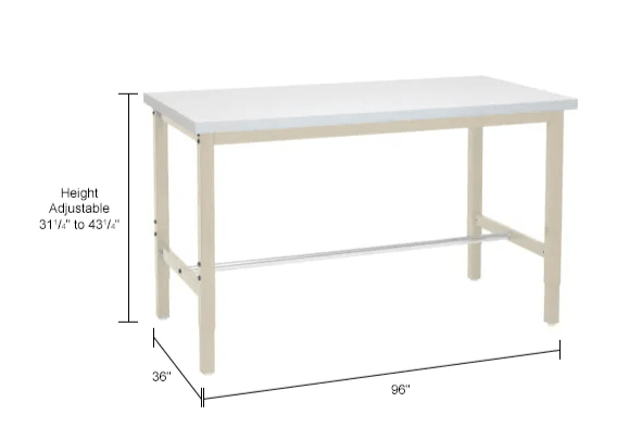 Global Industrial 60"W x 30"D Adjustable Height Workbench Square Tube Leg - ESD Safety Edge - Blue (GLB - 607265BL) - SchoolOutlet