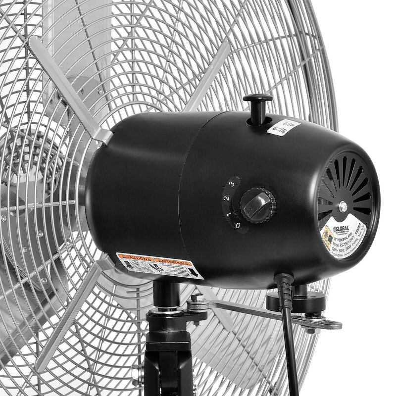 Global Industrial 30" Deluxe Oscillating Pedestal Fan, 3 Speed, 10,000 CFM, 320W, 1/2 HP (GLB - 652299) - SchoolOutlet