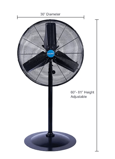 Global Industrial 30" Deluxe Oscillating Pedestal Fan, 3 Speed, 10,000 CFM, 320W, 1/2 HP (GLB - 652299) - SchoolOutlet