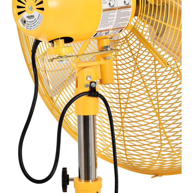 Global Industrial 30" Deluxe Oscillating Pedestal Fan, 3 Speed, 10000 CFM, 320W, 1/2HP, Yellow (GLB - 652299Y) - SchoolOutlet