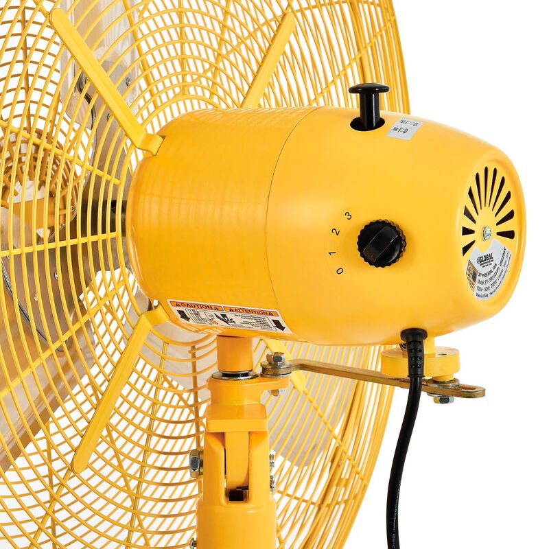 Global Industrial 30" Deluxe Oscillating Pedestal Fan, 3 Speed, 10000 CFM, 320W, 1/2HP, Yellow (GLB - 652299Y) - SchoolOutlet