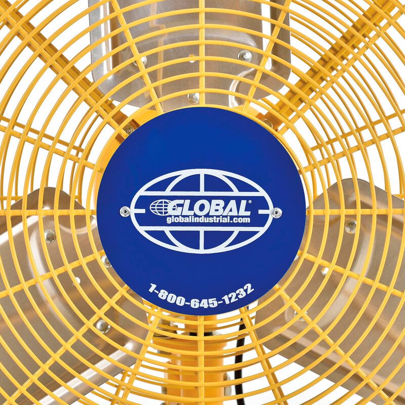 Global Industrial 30" Deluxe Oscillating Pedestal Fan, 3 Speed, 10000 CFM, 320W, 1/2HP, Yellow (GLB - 652299Y) - SchoolOutlet
