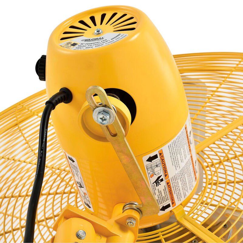 Global Industrial 30" Deluxe Oscillating Pedestal Fan, 3 Speed, 10000 CFM, 320W, 1/2HP, Yellow (GLB - 652299Y) - SchoolOutlet