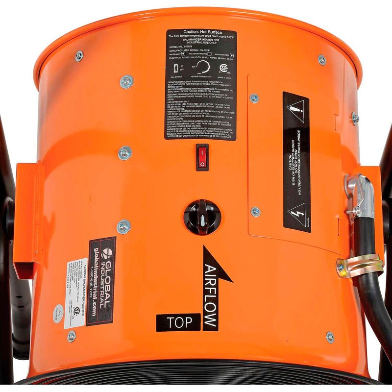 Global Industrial Portable Salamander Heater W/ Adjustable Thermostat, 240V, 1 Phase, 10000W (GLB - 653558) - SchoolOutlet