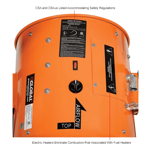 Global Industrial Electric Salamander Heater, Adjustable Thermostat, 240V, 3 Phase, 15000 Watt (GLB - 653568) - SchoolOutlet