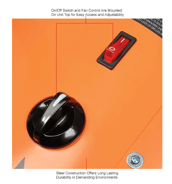 Global Industrial Electric Salamander Heater, Adjustable Thermostat, 480V, 3 Phase, 15000 Watt (GLB - 653569) - SchoolOutlet