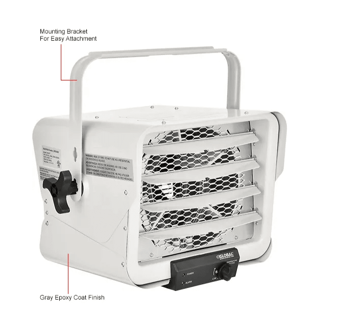Global Industrial Unit Heater, Horizontal Downflow, Multi - Watt, 1881 - 5000W, 208/240V (GLB - 653577) - SchoolOutlet