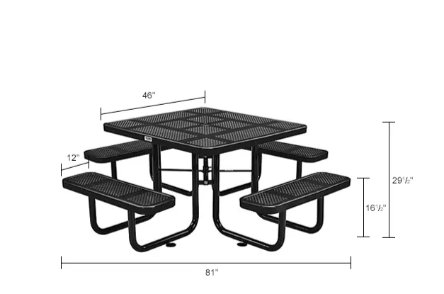 Global Industrial 46" Square Picnic Table, Perforated Metal (GLB - 694551) - SchoolOutlet