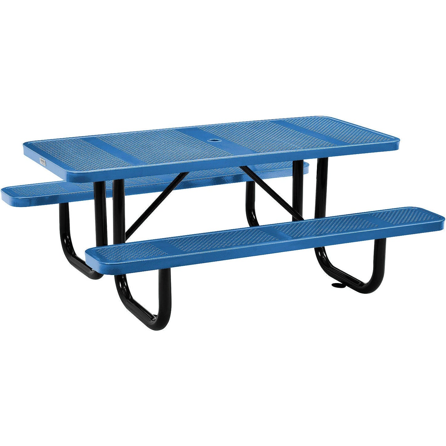 Global Industrial 6' Rectangular Picnic Table Perforated Metal Blue (GLB - 694553BL) - SchoolOutlet