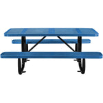 Global Industrial 6' Rectangular Picnic Table Perforated Metal Blue (GLB - 694553BL) - SchoolOutlet