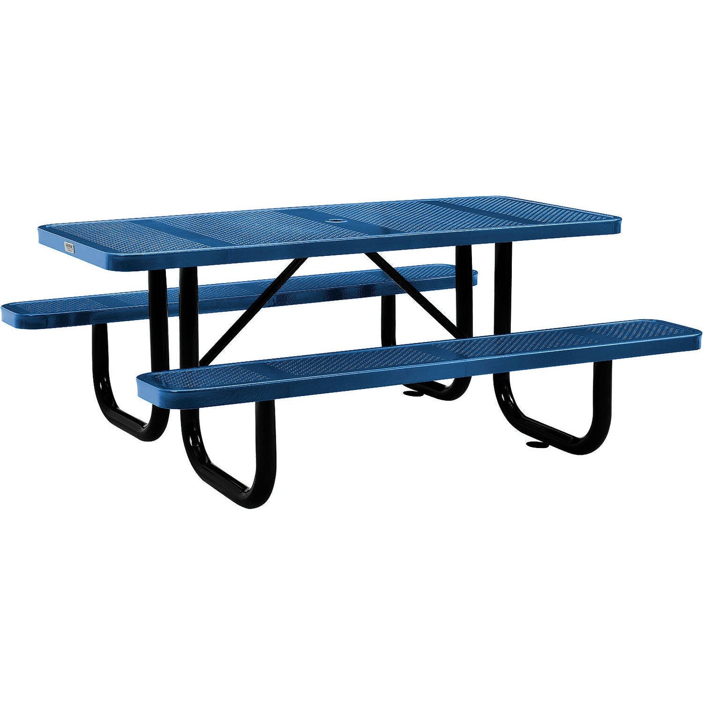 Global Industrial 6' Rectangular Picnic Table Perforated Metal Blue (GLB - 694553BL) - SchoolOutlet