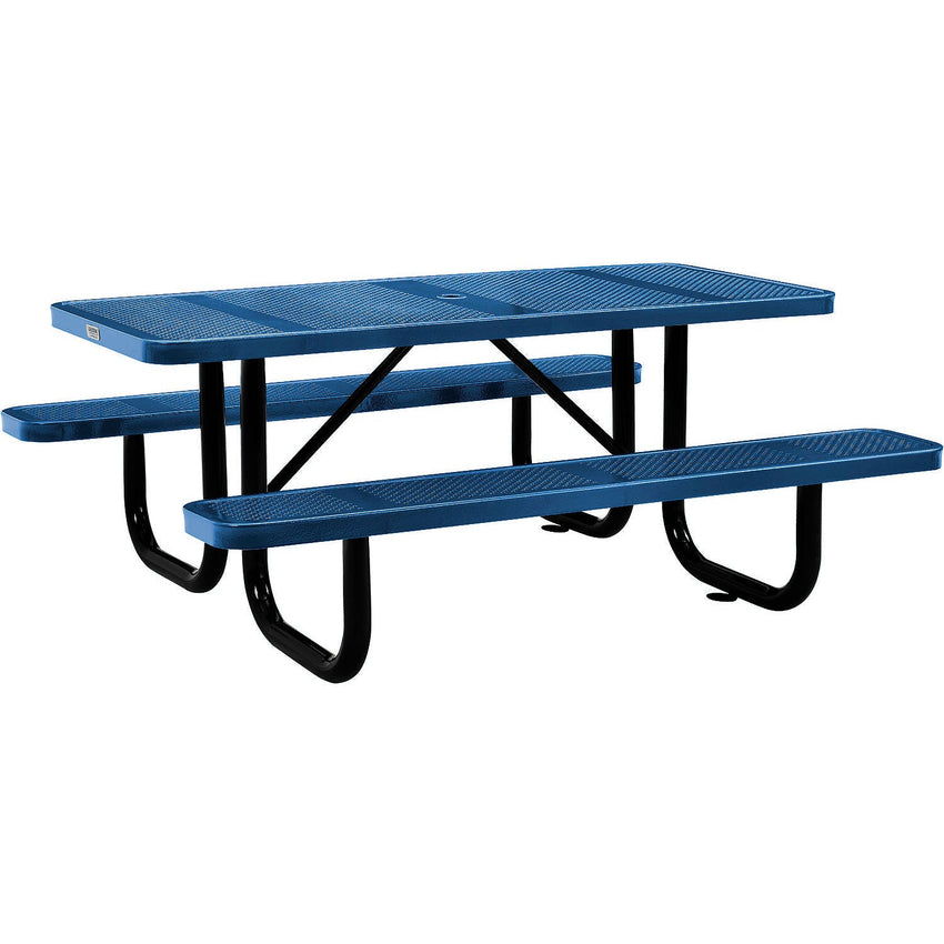 Global Industrial 6' Rectangular Picnic Table Perforated Metal Blue (GLB - 694553BL) - SchoolOutlet