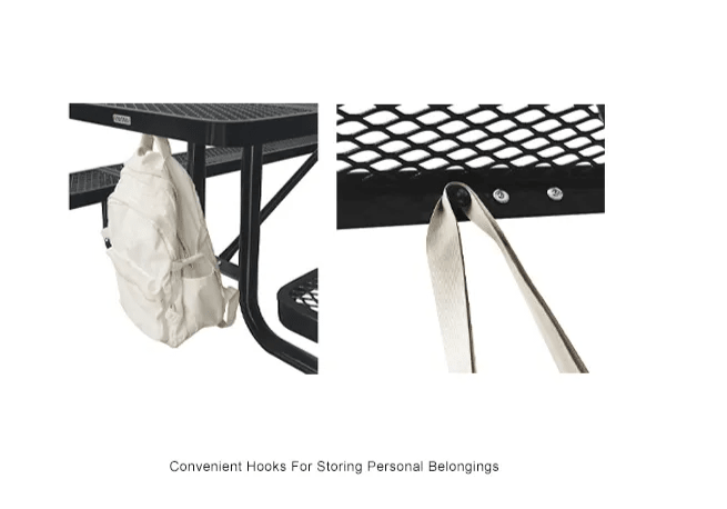 Global Industrial 8' Rectangular Picnic Table, Perforated Metal, Black (GLB - 694555BK) - SchoolOutlet