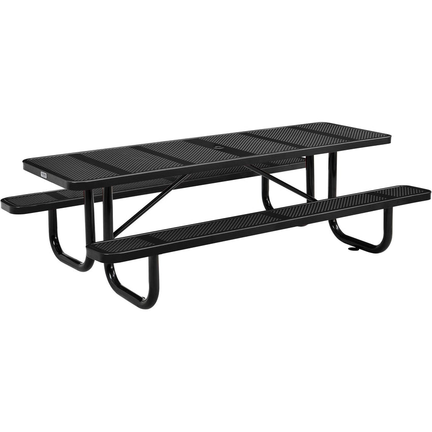 Global Industrial 8' Rectangular Picnic Table, Perforated Metal, Black (GLB - 694555BK) - SchoolOutlet