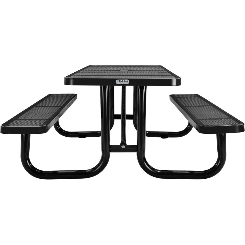 Global Industrial 8' Rectangular Picnic Table, Perforated Metal, Black (GLB - 694555BK) - SchoolOutlet