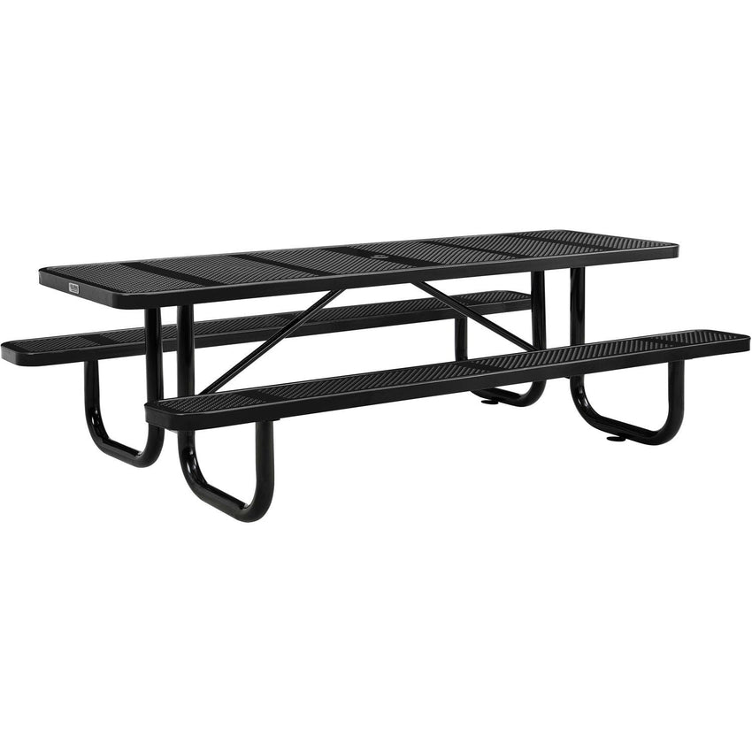 Global Industrial 8' Rectangular Picnic Table, Perforated Metal, Black (GLB - 694555BK) - SchoolOutlet