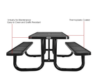 Global Industrial 8' Rectangular Picnic Table, Perforated Metal, Black (GLB - 694555BK) - SchoolOutlet