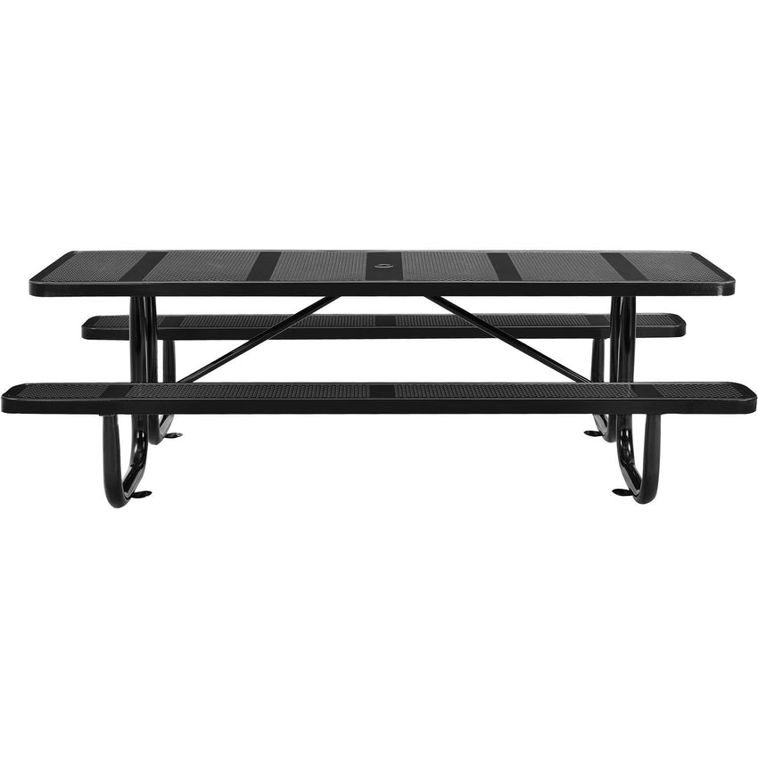 Global Industrial 8' Rectangular Picnic Table, Perforated Metal, Black (GLB - 694555BK) - SchoolOutlet