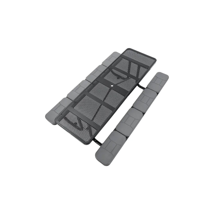 Global Industrial 8' Rectangular Picnic Table w/ Seat Cushions, Perforated Metal, Black (GLB - 694555BKS) - SchoolOutlet