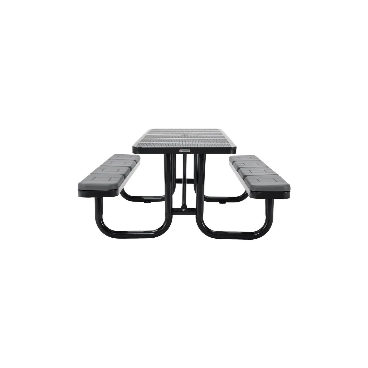 Global Industrial 8' Rectangular Picnic Table w/ Seat Cushions, Perforated Metal, Black (GLB - 694555BKS) - SchoolOutlet