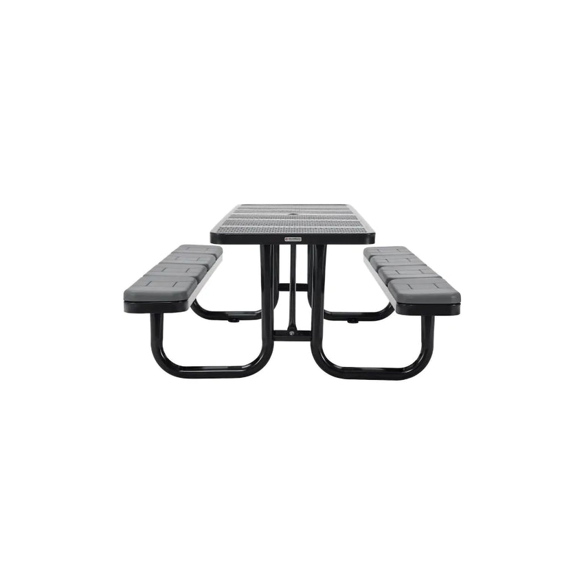 Global Industrial 8' Rectangular Picnic Table w/ Seat Cushions, Perforated Metal, Black (GLB - 694555BKS) - SchoolOutlet