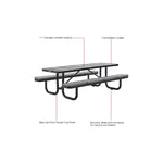 Global Industrial 8' Rectangular Picnic Table w/ Seat Cushions, Perforated Metal, Black (GLB - 694555BKS) - SchoolOutlet