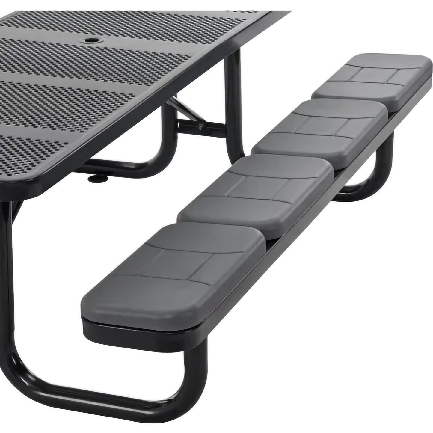 Global Industrial 8' Rectangular Picnic Table w/ Seat Cushions, Perforated Metal, Black (GLB - 694555BKS) - SchoolOutlet