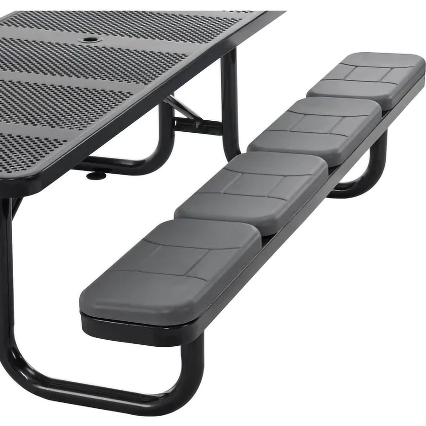Global Industrial 8' Rectangular Picnic Table w/ Seat Cushions, Perforated Metal, Black (GLB - 694555BKS) - SchoolOutlet