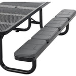 Global Industrial 8' Rectangular Picnic Table w/ Seat Cushions, Perforated Metal, Black (GLB - 694555BKS) - SchoolOutlet