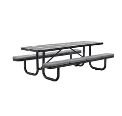 Global Industrial 8' Rectangular Picnic Table w/ Seat Cushions, Perforated Metal, Black (GLB-694555BKS)