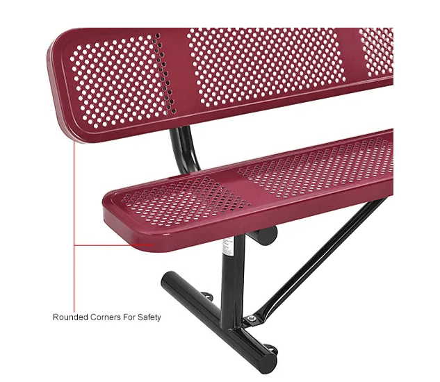 Global Industrial 6' Outdoor Steel Picnic Bench w/ Backrest Perforated Metal (GLB - 694557) - SchoolOutlet