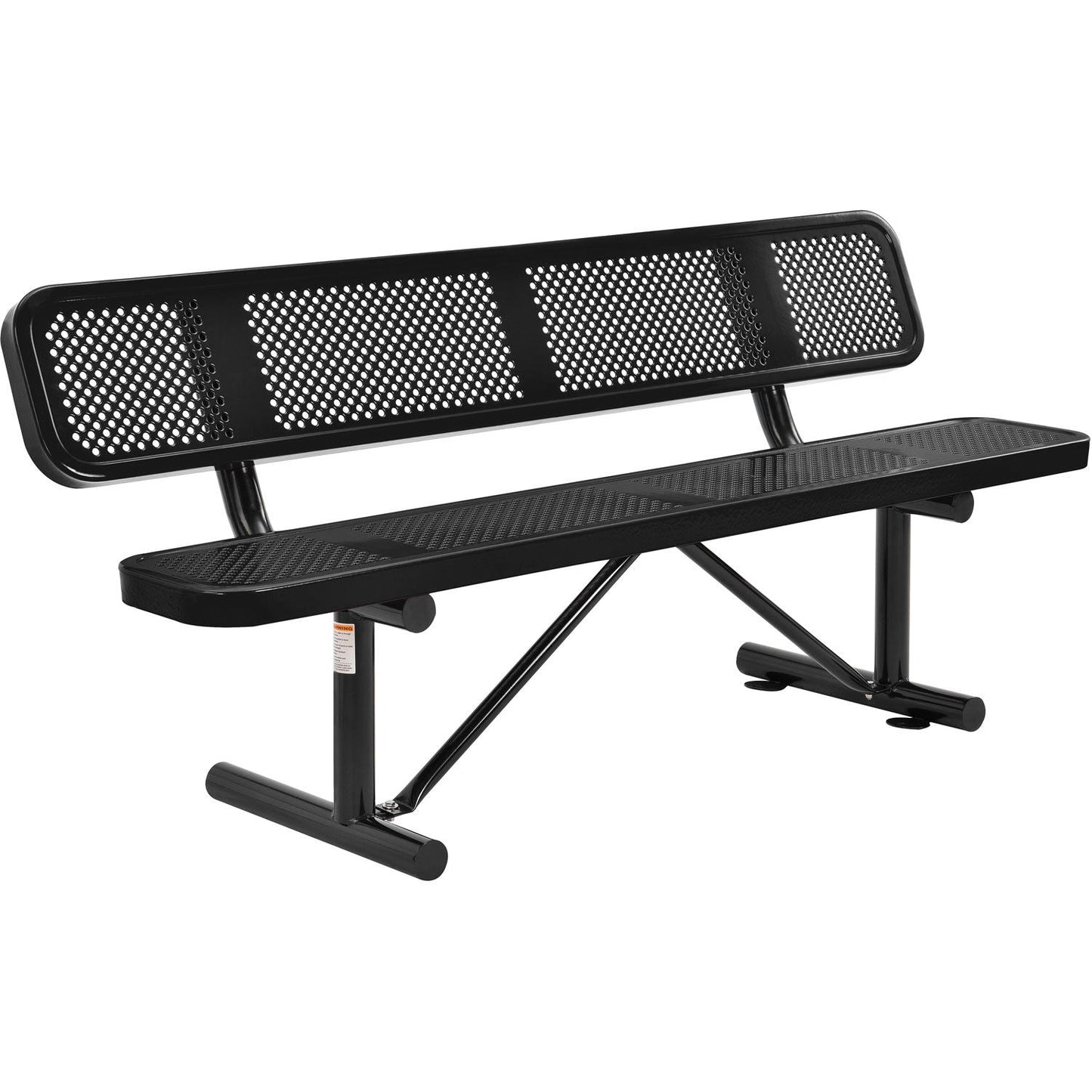 Global Industrial 6' Outdoor Steel Picnic Bench w/ Backrest Perforated Metal (GLB - 694557) - SchoolOutlet