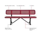 Global Industrial 6' Outdoor Steel Picnic Bench w/ Backrest Perforated Metal (GLB - 694557) - SchoolOutlet