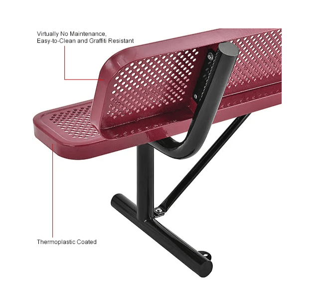 Global Industrial 6' Outdoor Steel Picnic Bench w/ Backrest Perforated Metal (GLB - 694557) - SchoolOutlet