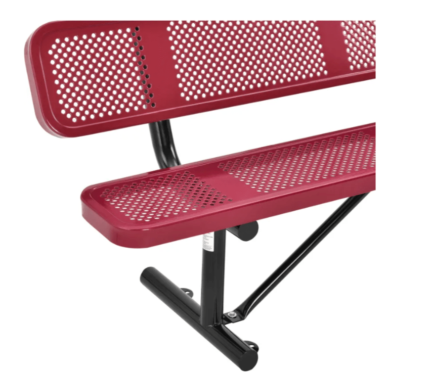 Global Industrial 6' Outdoor Steel Picnic Bench w/ Backrest Perforated Metal (GLB - 694557) - SchoolOutlet