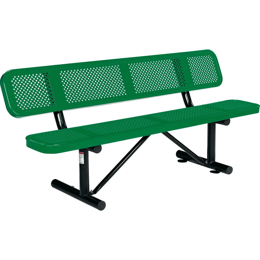 Global Industrial 6' Outdoor Steel Picnic Bench w/ Backrest Perforated Metal (GLB - 694557) - SchoolOutlet
