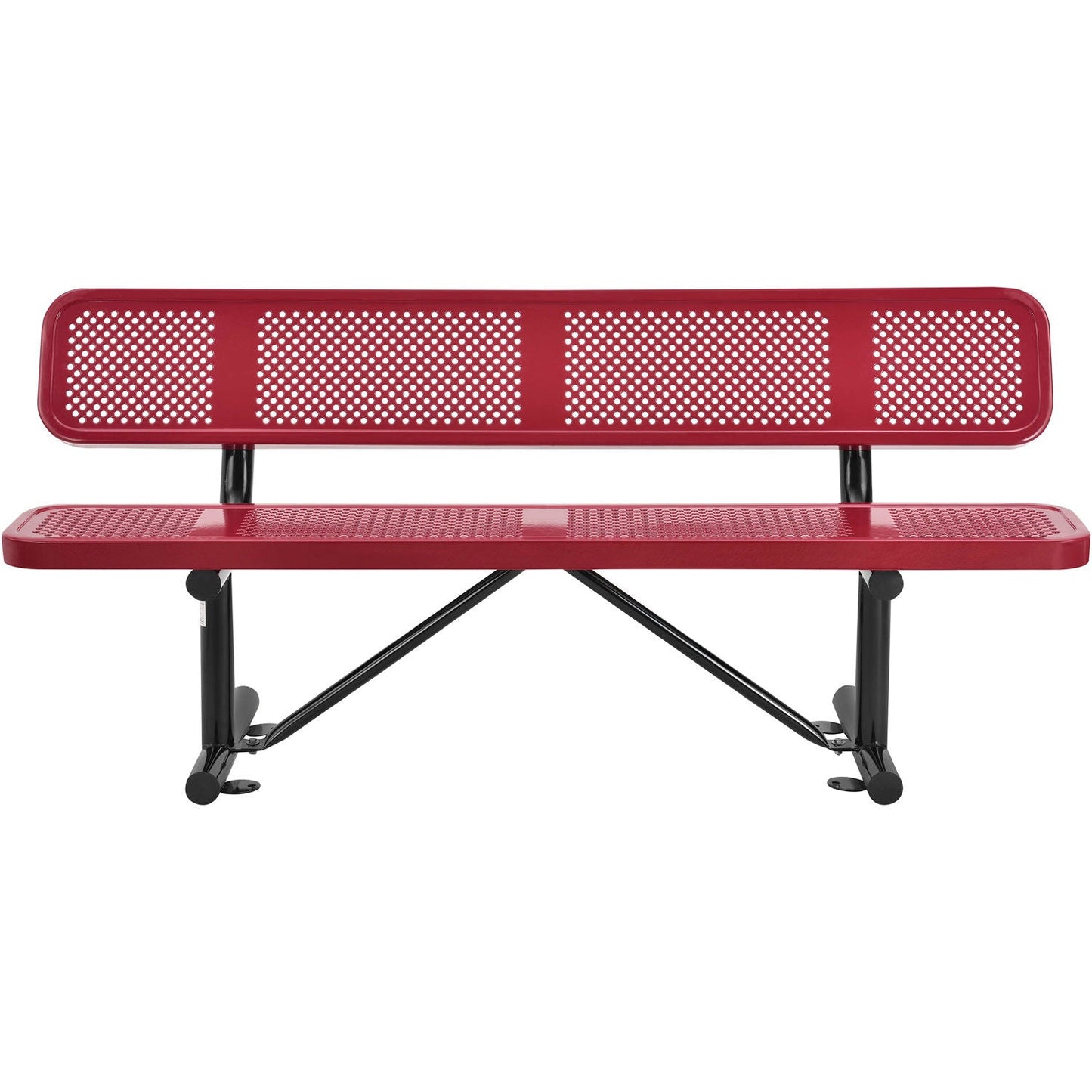 Global Industrial 6' Outdoor Steel Picnic Bench w/ Backrest Perforated Metal (GLB - 694557) - SchoolOutlet