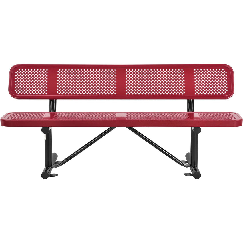 Global Industrial 6' Outdoor Steel Picnic Bench w/ Backrest Perforated Metal (GLB - 694557) - SchoolOutlet