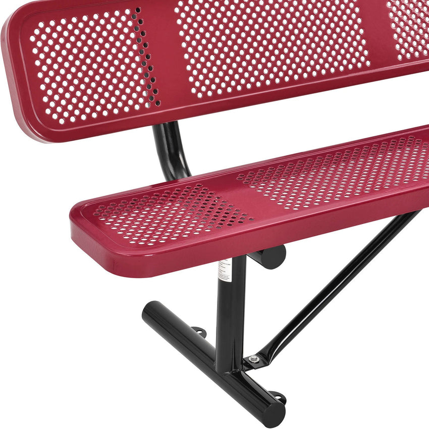 Global Industrial 6' Outdoor Steel Picnic Bench w/ Backrest Perforated Metal (GLB - 694557) - SchoolOutlet
