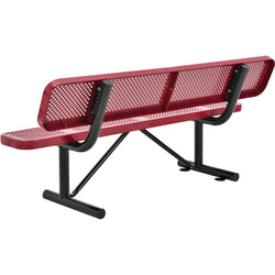 Global Industrial 6' Outdoor Steel Picnic Bench w/ Backrest Perforated Metal (GLB-694557)