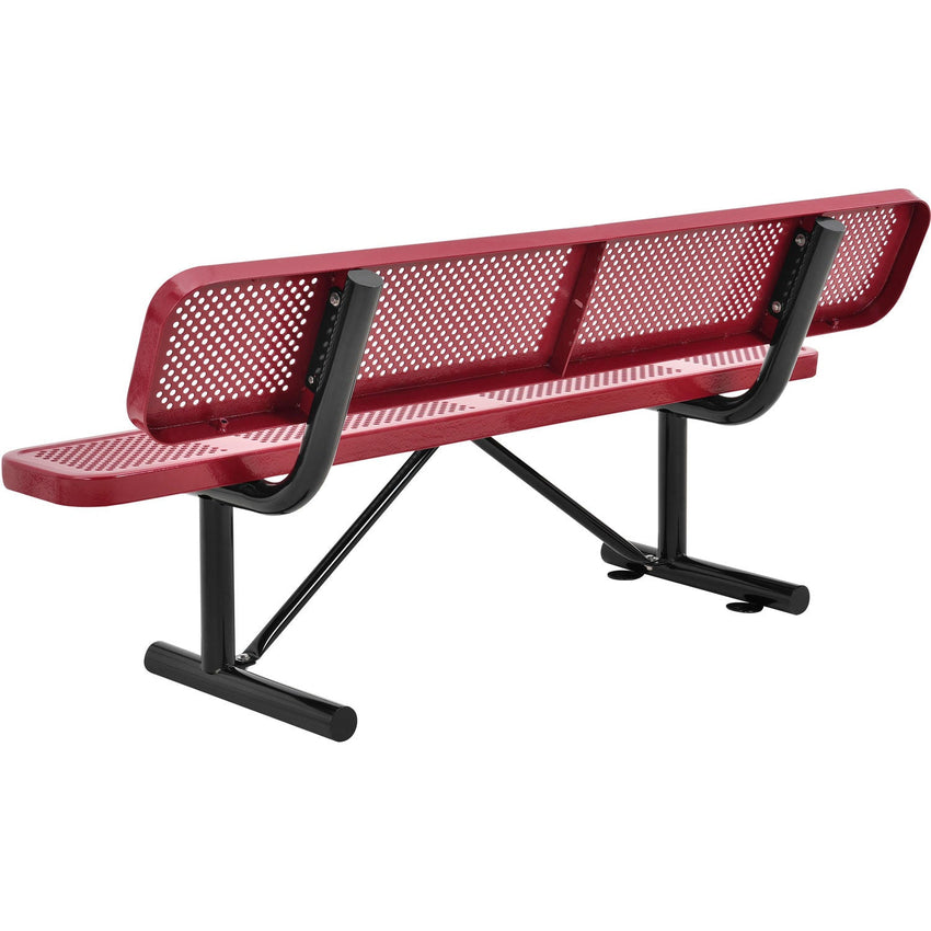 Global Industrial 6' Outdoor Steel Picnic Bench w/ Backrest Perforated Metal (GLB - 694557) - SchoolOutlet