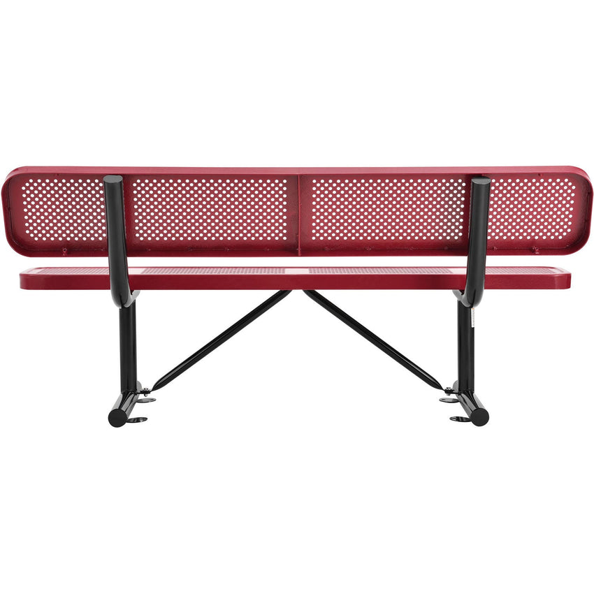 Global Industrial 6' Outdoor Steel Picnic Bench w/ Backrest Perforated Metal (GLB - 694557) - SchoolOutlet