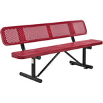 Global Industrial 6' Outdoor Steel Picnic Bench w/ Backrest Perforated Metal (GLB - 694557) - SchoolOutlet