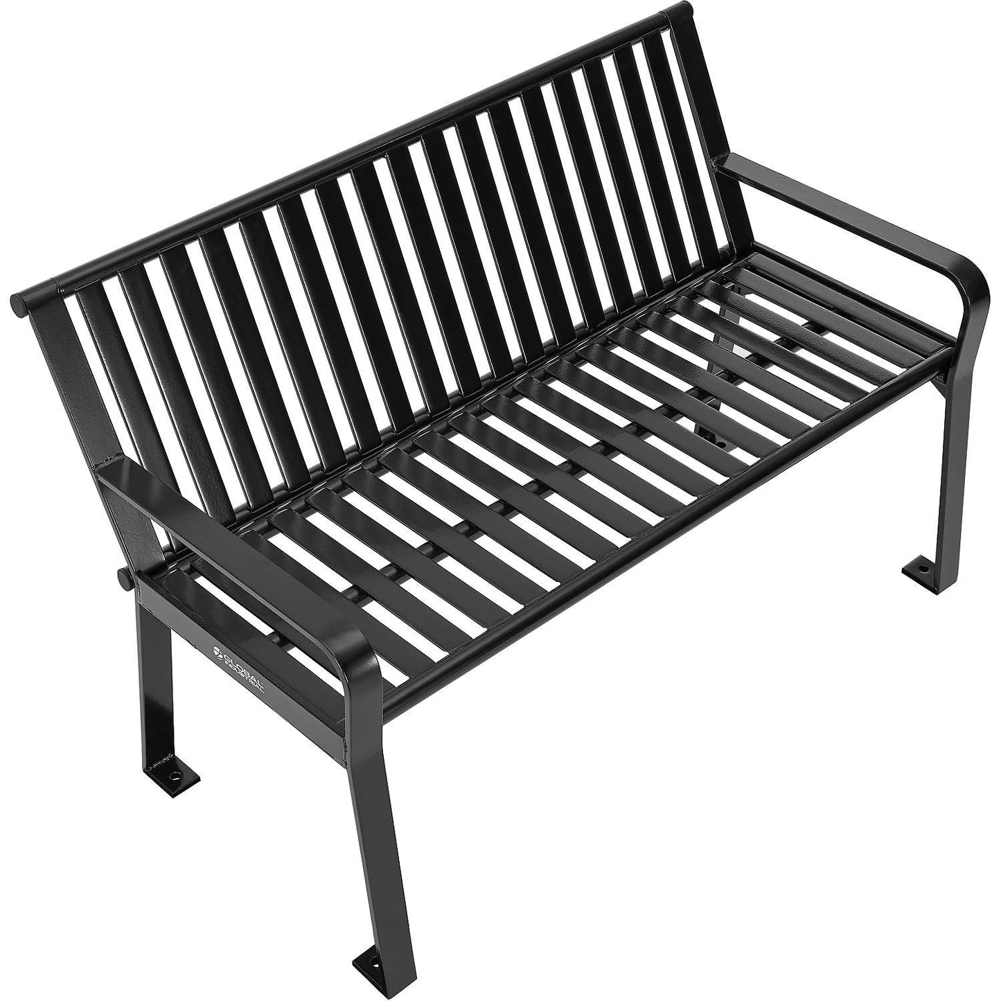 Global Industrial 4' Outdoor Bench with Back, Vertical Steel Slat (GLB - 694853) - SchoolOutlet